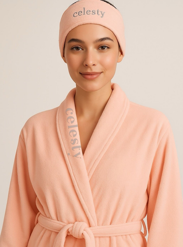 Celesty Luxe Spa Set – Pink Robe & Headband