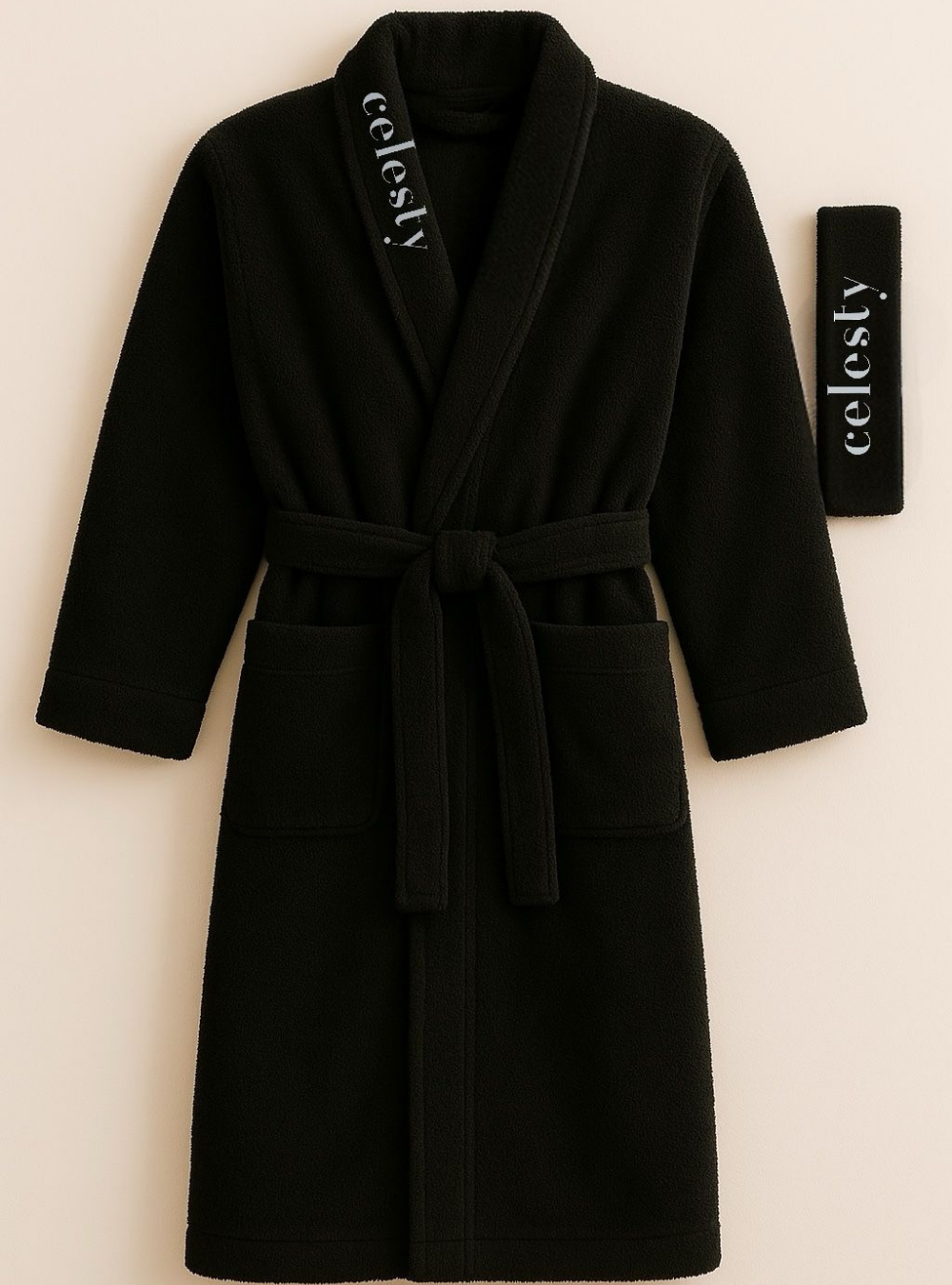 Celesty Luxe Spa Set – Black Robe & Headband