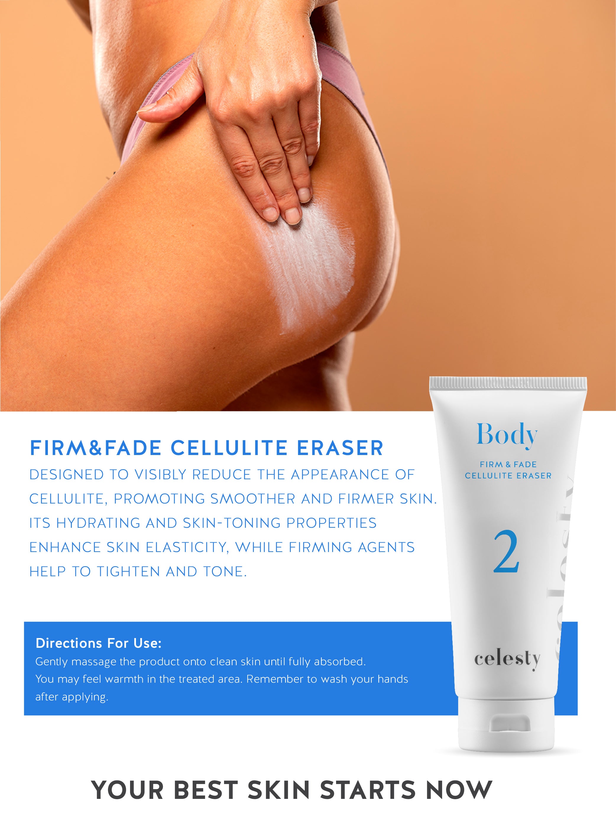 Firm & Fade Cellulite Eraser – Smooth, Toned & Hydrated Look – Celesty